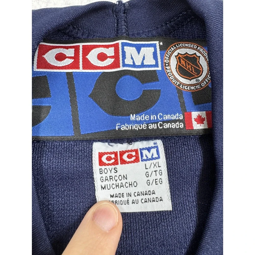 Vintage Toronto Maple Leafs Jersey Boys Youth L/XL Blue NHL Hockey CCM 90s